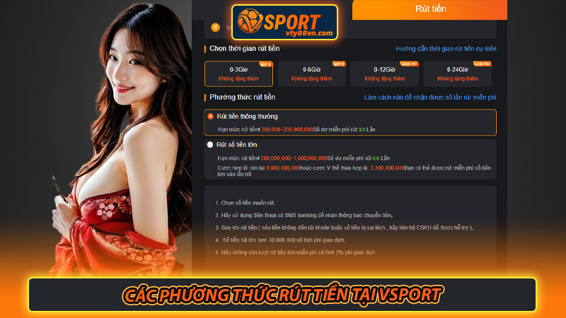 Các phương thức rút tiền tại Vsport